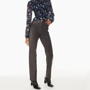 NWT Aritzia Wilfred Melina Vegan Leather Pant Elegant Charcoal Gray 16 sm flaw